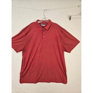 PGA Tour Mens XXL Polo Shirt Red Black Striped Short Sleeve Golf #2385
